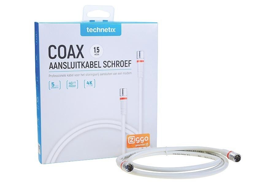 Technetix Coax Modem Kabel 1.5m F-connector | Onderdelenhuis.nl