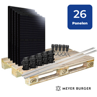 26 Zonnepanelen 9880Wp Meyer Burger Schuin Dak Staal Damwand Portrait/Enphase IQ8+ Micro-Omvormer