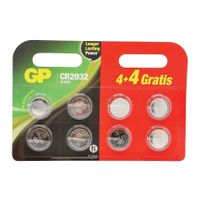 GP Batterij Knoopcel CR2032 3V 4+4 gratis DL2032 Lithium 0602032C8