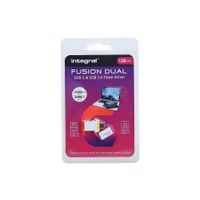 Integral Memory stick Fusion Dual Flash Drive 128GB USB-C & USB 3.1 Gen 1 INFD128GBFUSDUAL3.0-