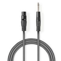 Nedis Ongebalanceerde XLR-Audiokabel | XLR 3-pins female - 6,35 mm male | 10 m | Grijs COTG15120GY1