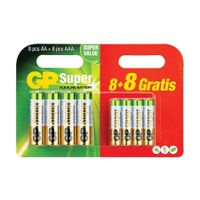 GP Batterij AA LR6 1,5V 8 + 8 AAA LR03 1,5V Penlite Super Alkaline 03015A24AC16