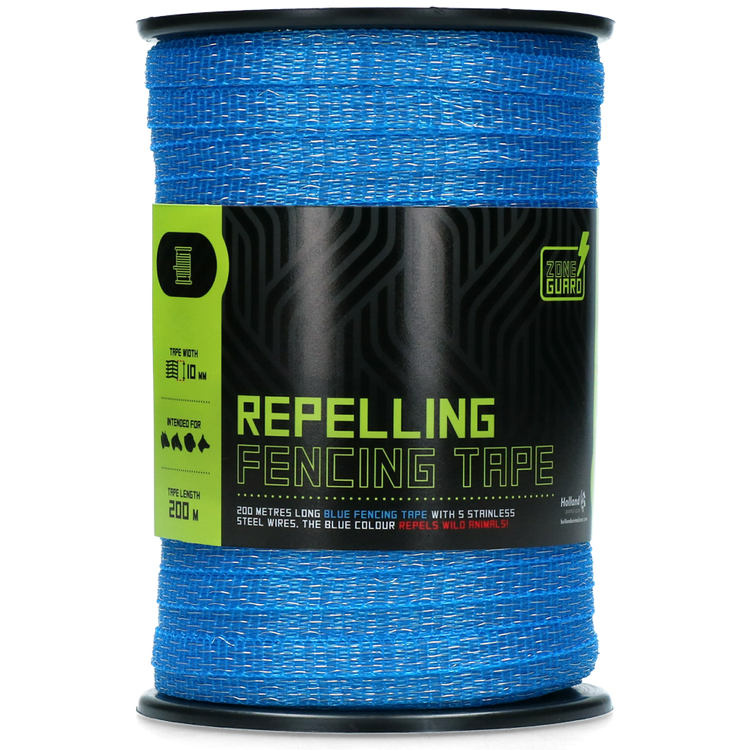 Foto van ZoneGuard 10 mm afwerend afrasteringslint blauw 200 m