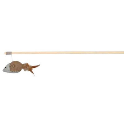 Trixie Speelhengel muis met veren hout/jute/canvas - 4 stuks Foto van Trixie Speelhengel muis met veren hout/jute/canvas - 4 stuks