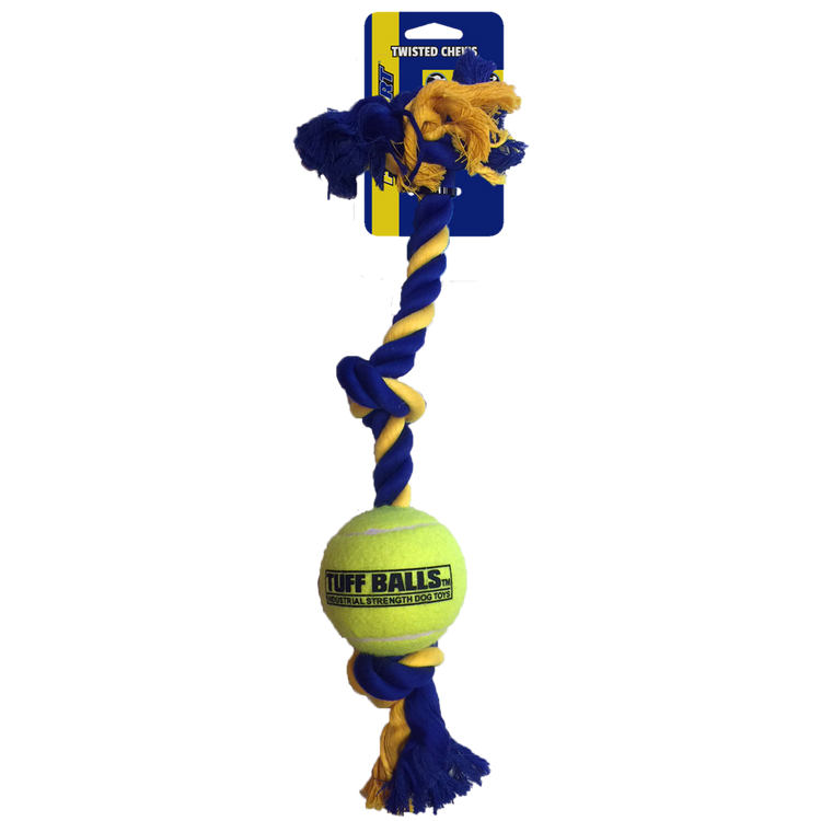 Foto van Mini 3-Knot Cotton Rope 30cm with Tuff Ball (4.5 cm)