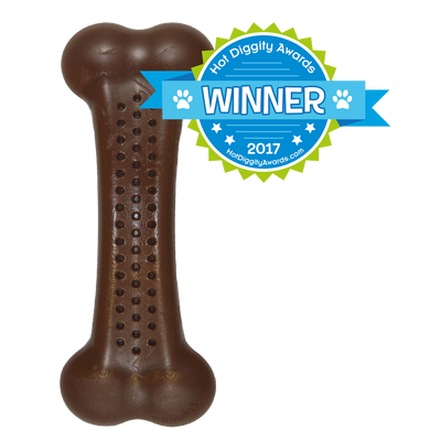 Foto van Pet Qwerks Flavorit Nylon Bark Bone Peanut Butter Small