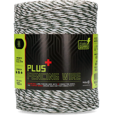 Foto van ZoneGuard 3 mm Plus afrasteringsdraad wit en groen 400 m