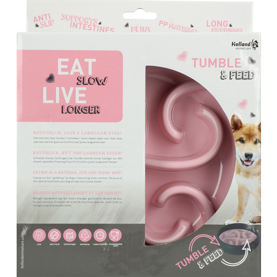 Foto van Eat Slow Live Longer Tumble Feeder Pink