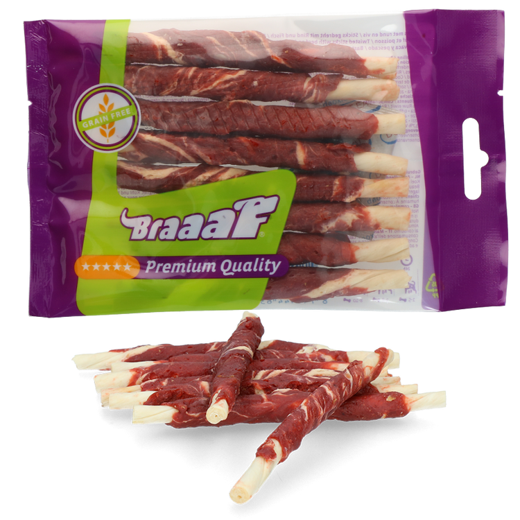 Foto van Braaaf Rollsticks 12 cm beef and fish