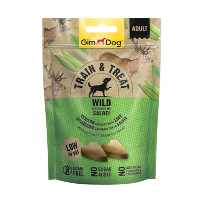 GimDog Train & Treat wild & salie 125 g Foto van GimDog Train & Treat wild & salie 125 g