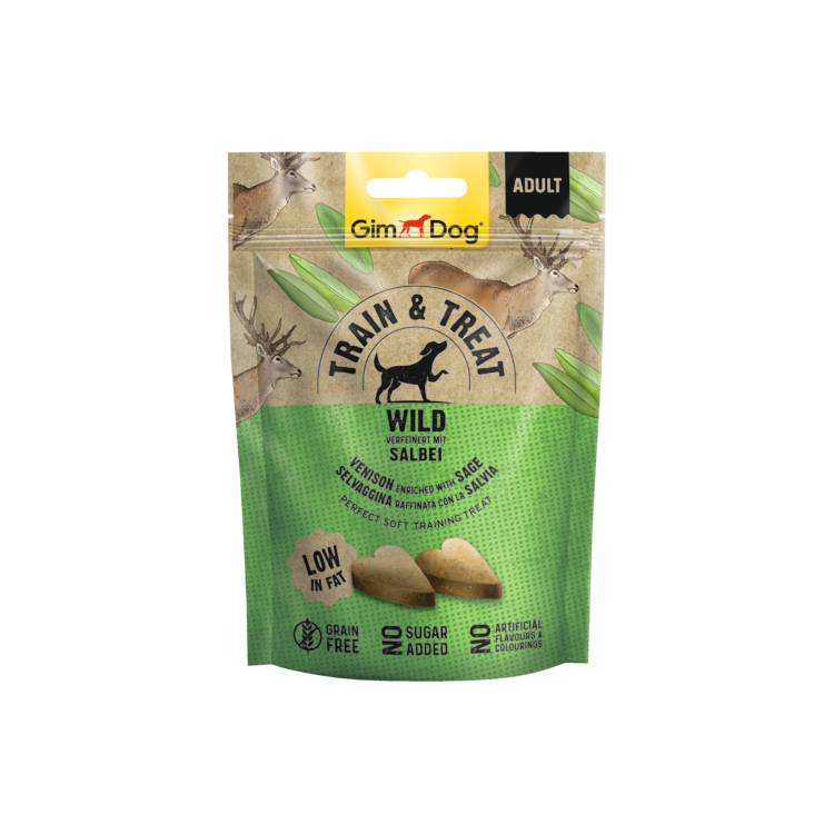 GimDog Train & Treat wild & salie 125 g Foto van GimDog Train & Treat wild & salie 125 g