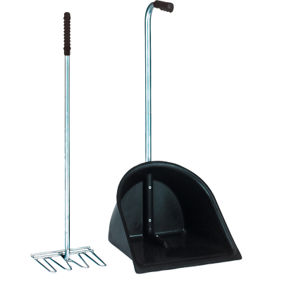 Foto van Mestboy opraapbak 78 cm + hark 85 cm zwart