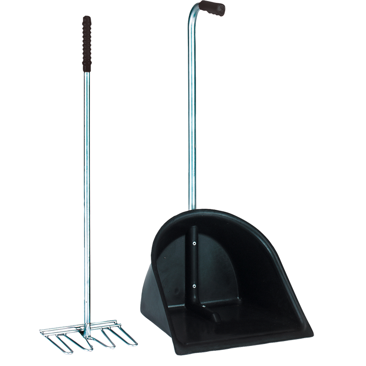 Foto van Mestboy opraapbak 78 cm + hark 85 cm zwart