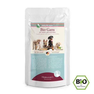 Foto van BIO PUPPY Goose with Spinach 150 gr.