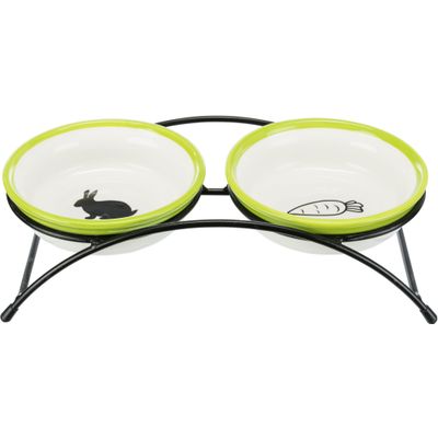 Foto van Trixie Voer/waterbak-set keramiek/metaal