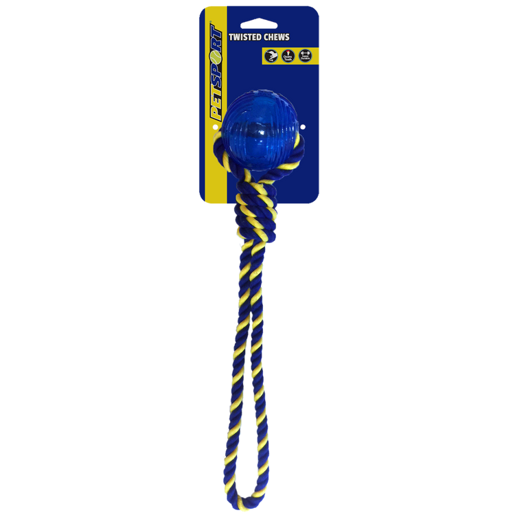 Foto van Braided Knot Tug Medium with TPR Ball 35 cm