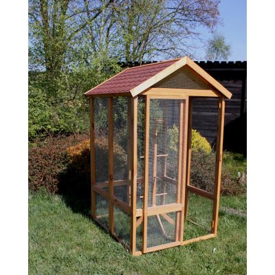 Foto van Volière XXL met rode shingles