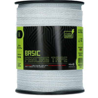 Foto van ZoneGuard 20 mm Basic afrasteringslint wit 200 m (9 draden)