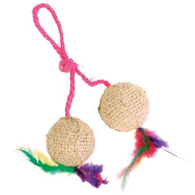 Trixie balletjes aan touw 4.5 cm - 4 stuks Foto van Trixie balletjes aan touw 4.5 cm - 4 stuks
