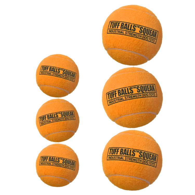 Foto van Tuff Balls Squeak 4.5cm 3-Pack Oranje