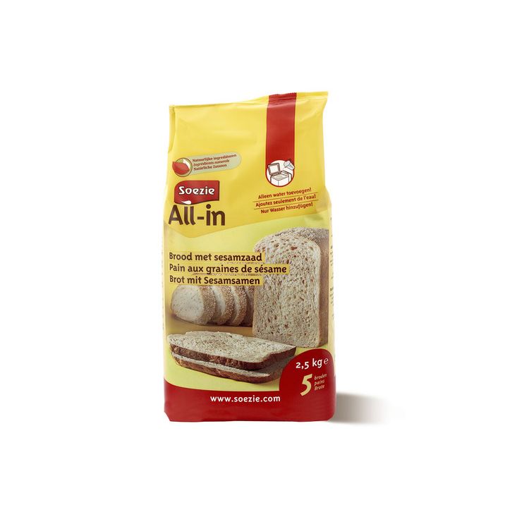 Soezie All-in brood met sesamzaad Foto van Soezie All-in brood met sesamzaad