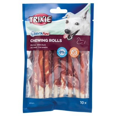 Foto van Trixie Denta Fun Duck Chewing Rolls - 6 stuks
