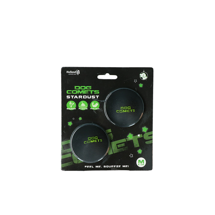 Foto van Dog Comets Ball Stardust Zwart Groen M 2-pack