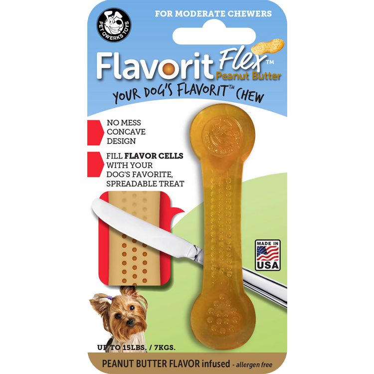 Foto van Pet Qwerks Flavorit Flex Peanut Butter Bone S 10 cm