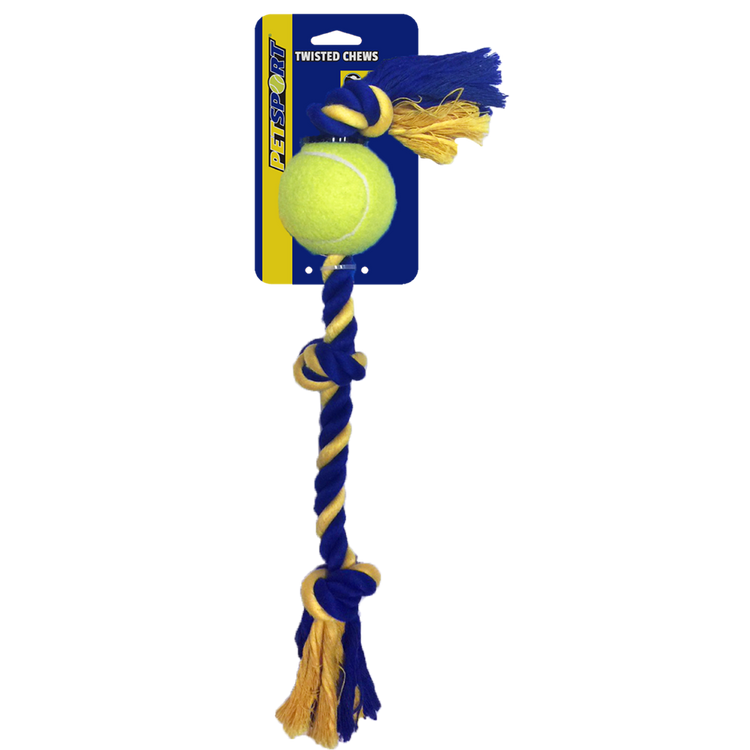 Foto van Medium 3-Knot Cotton Rope 38 cm with Tuff Ball (6 cm)