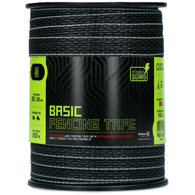 Foto van ZoneGuard 20 mm Basic afrasteringslint zwart 200 m