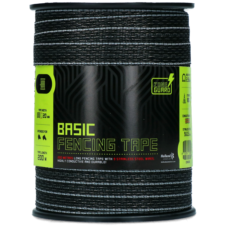 Foto van ZoneGuard 20 mm Basic afrasteringslint zwart 200 m