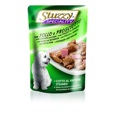 Stuzzy Speciality pouch kip met ham Foto van Stuzzy Speciality pouch kip met ham