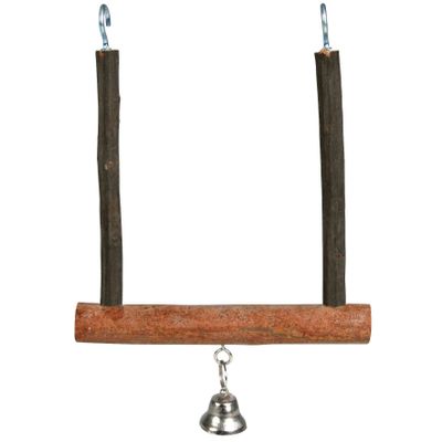 Foto van Trixie Trapezeschommel met klokje schorshout - 4 stuks