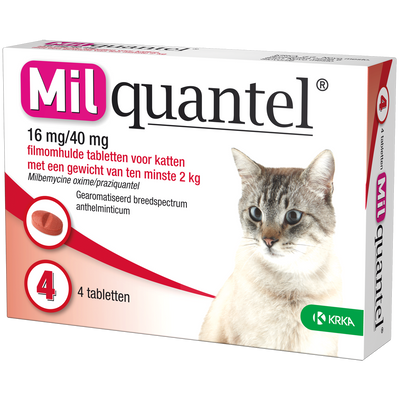 Foto van Milquantel 16 mg/40 mg Kat Groot 4 tabl. en groter dan 2kg