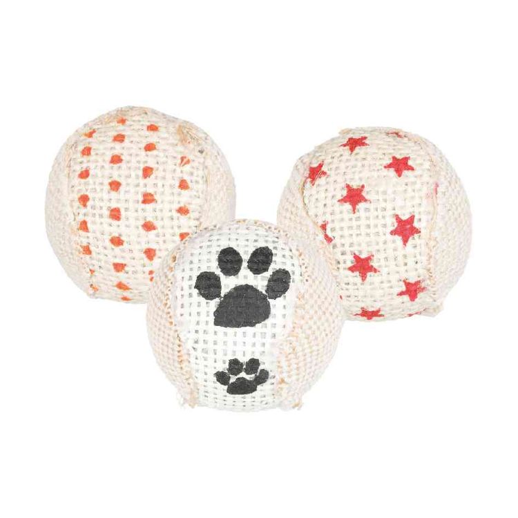 Trixie Set ratelballen jute - 4 stuks Foto van Trixie Set ratelballen jute - 4 stuks