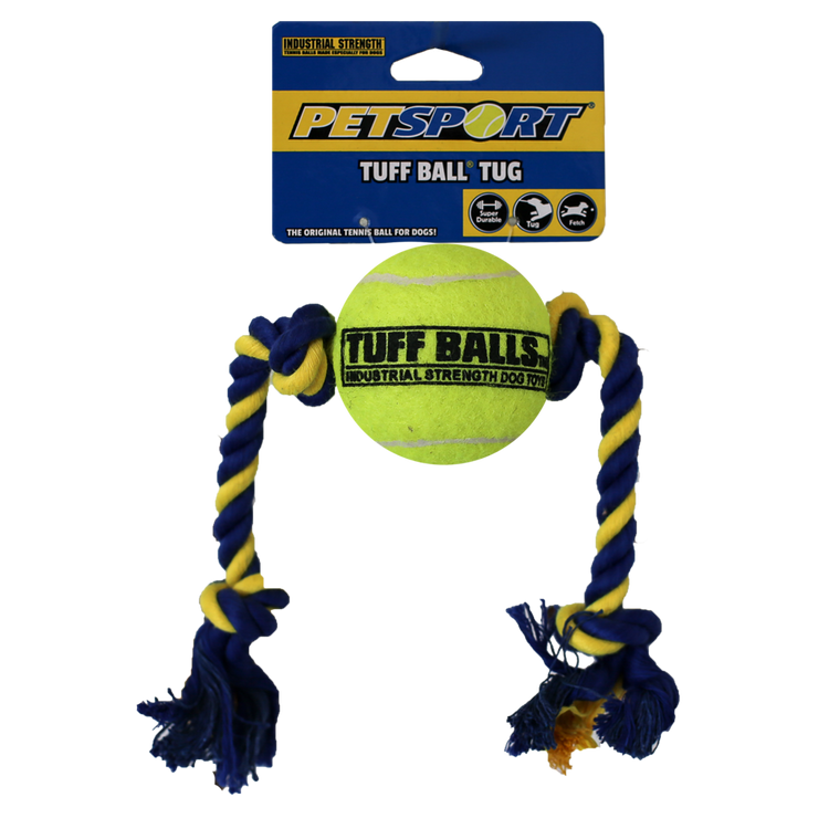 Foto van Mini Tuff Ball Tug 6cm. Rope 32cm