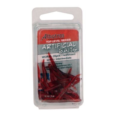 Foto van Albatros 20 Artificial Worm Red/Br.