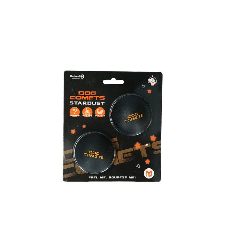 Foto van Dog Comets Ball Stardust Zwart Oranje M 2-pack