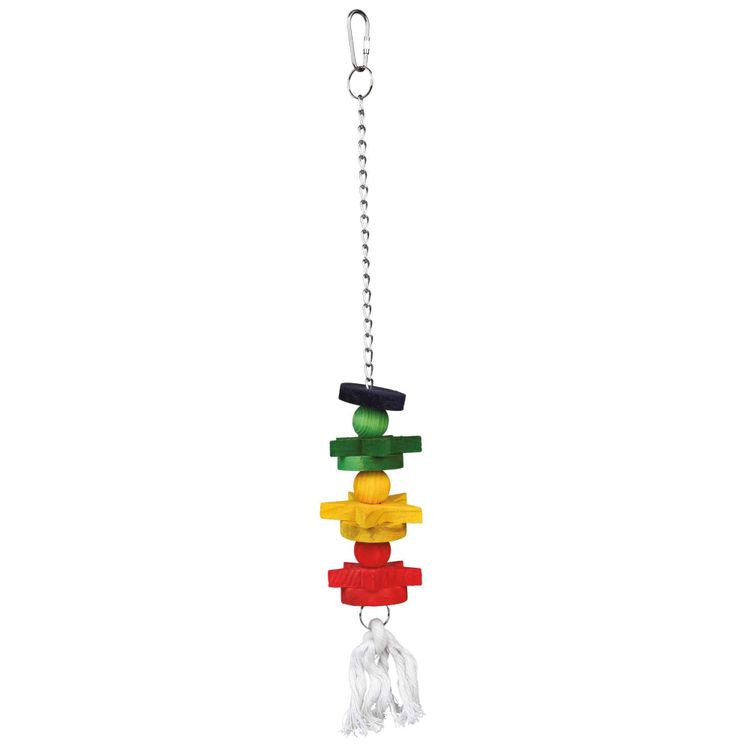 Trixie Speelgoed aan ketting met touw hout meerkleurig - 3 stuks Foto van Trixie Speelgoed aan ketting met touw hout meerkleurig - 3 stuks