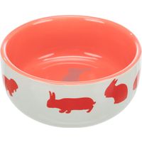 Trixie Voer/waterbak konijnmotief keramiek - 4 stuks