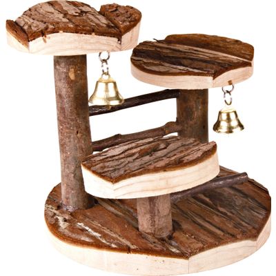 Foto van Trixie Klauterrek met klokje hamsters schorshout - 2 stuks