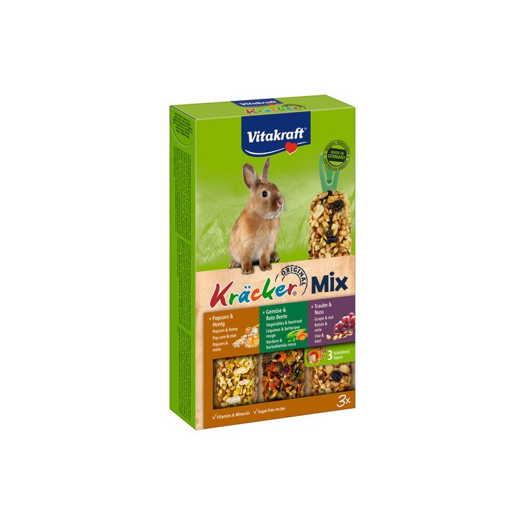 Foto van Vitakraft Konijn kracker 3in1 mu/gr/po
