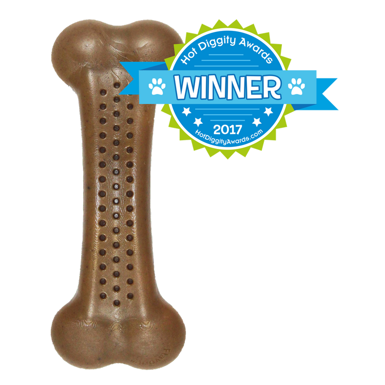 Foto van Pet Qwerks Flavorit Nylon Bark Bone Chicken Small