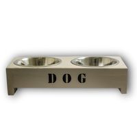 Voerbak Hond Laag Model Bruin Hout/RVS