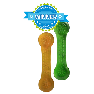 Foto van Pet Qwerks Flex Breath / Peanut Butter Bone S 10 cm 2 pcs.