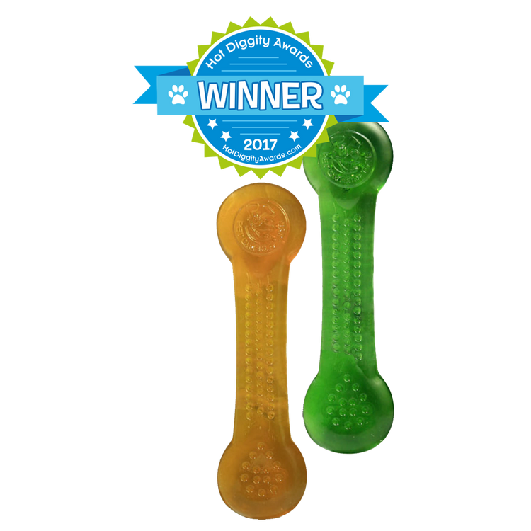 Foto van Pet Qwerks Flex Breath / Peanut Butter Bone S 10 cm 2 pcs.