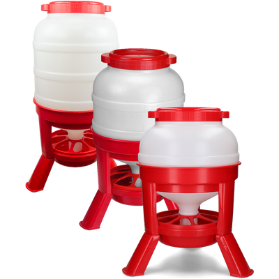 Foto van Pluimvee voertoren 30 l rood hopper op pootjes