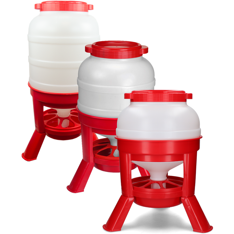 Foto van Pluimvee voertoren 30 l rood hopper op pootjes