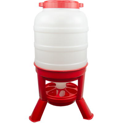 Foto van Pluimvee voertoren 40 liter rood hopper op pootjes