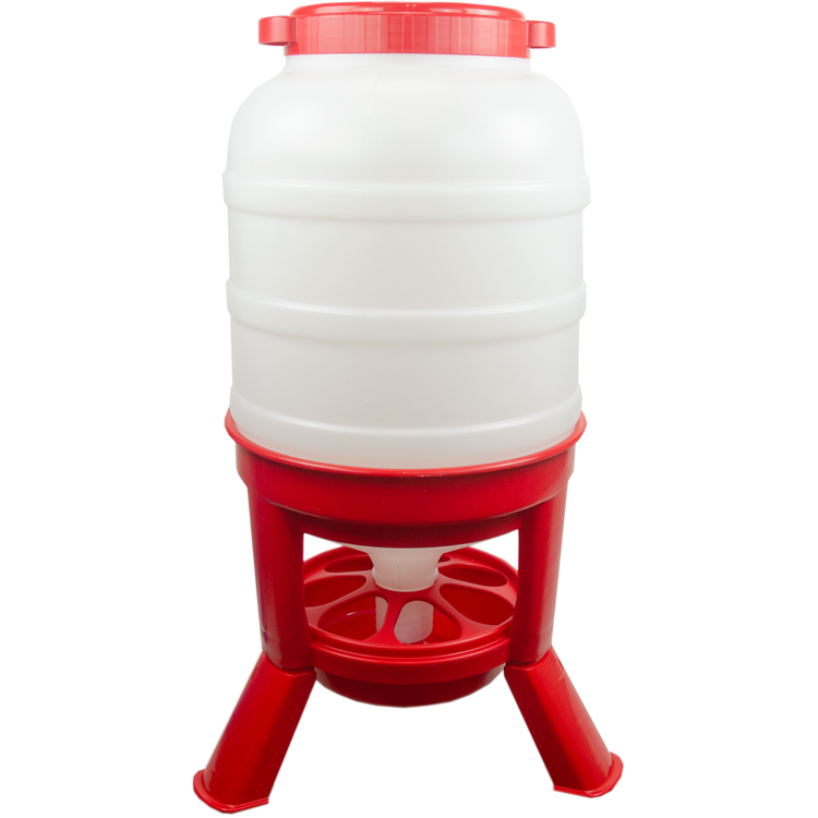 Foto van Pluimvee voertoren 40 liter rood hopper op pootjes